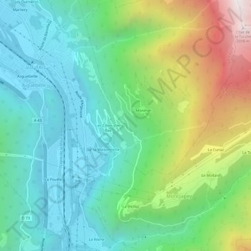 Mapa topográfico Les Côtes, altitud, relieve