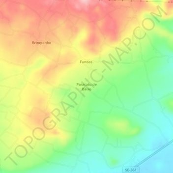Mapa topográfico Paracatu de Baixo, altitud, relieve