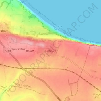 Mapa topográfico Speeton, altitud, relieve