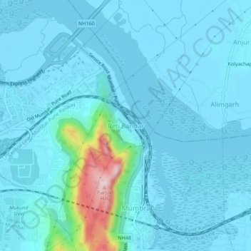 Mapa topográfico Reti Bandar, altitud, relieve