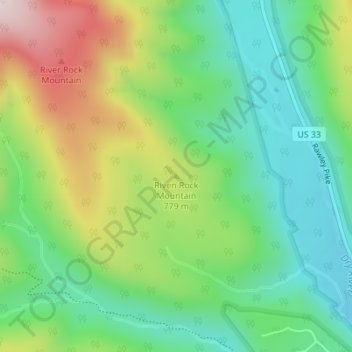 Mapa topográfico Riven Rock Mountain, altitud, relieve