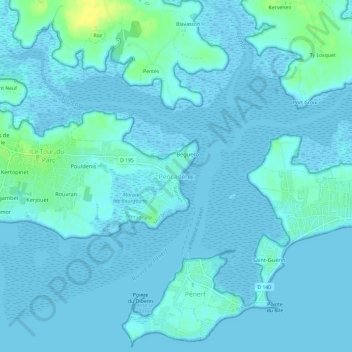 Mapa topográfico Pencadénic, altitud, relieve