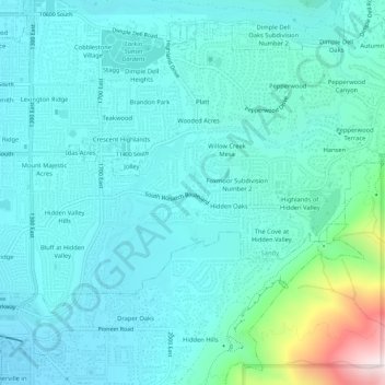 Mapa topográfico Hickory Valley, altitud, relieve