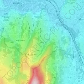 Mapa topográfico Chanaz, altitud, relieve