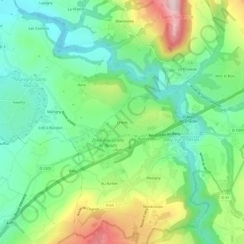 Mapa topográfico Chède, altitud, relieve
