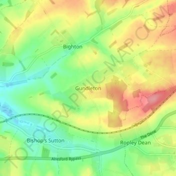 Mapa topográfico Gundleton, altitud, relieve