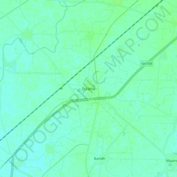 Mapa topográfico Israna, altitud, relieve
