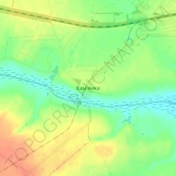 Mapa topográfico Kamianka, altitud, relieve