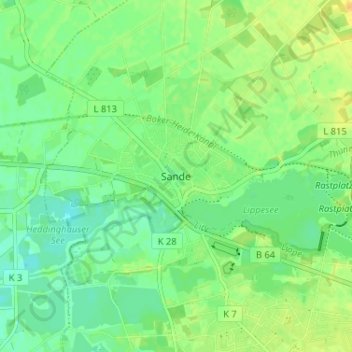 Mapa topográfico Sande, altitud, relieve