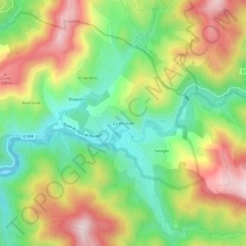 Mapa topográfico La Vernède, altitud, relieve