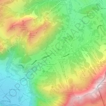 Mapa topográfico Oberjoch, altitud, relieve