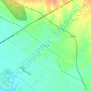 Mapa topográfico Arabhana, altitud, relieve