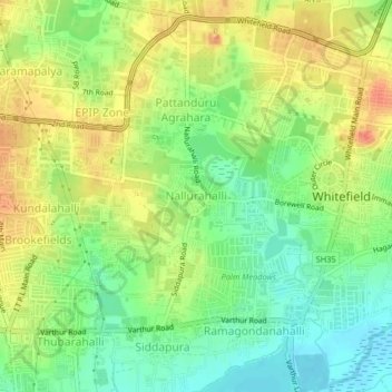 Mapa topográfico Nallurahalli, altitud, relieve