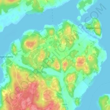 Mapa topográfico Palstakulma, altitud, relieve