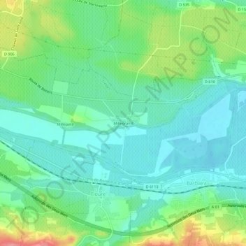Mapa topográfico Millegrand, altitud, relieve