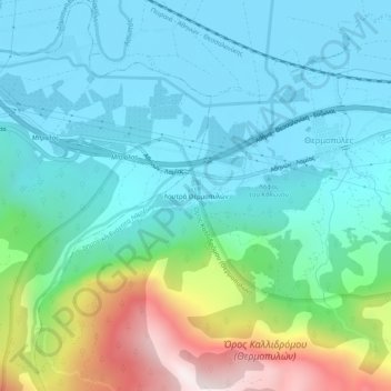 Mapa topográfico Λουτρά Θερμοπυλών, altitud, relieve