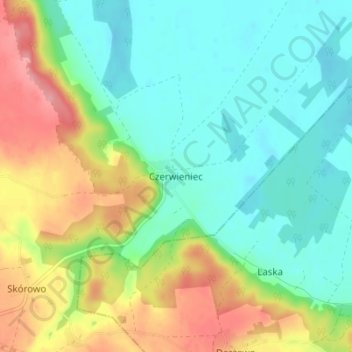 Mapa topográfico Czerwieniec, altitud, relieve