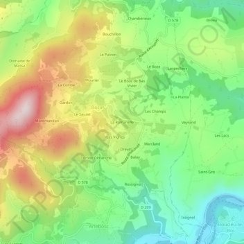 Mapa topográfico La Romanelle, altitud, relieve