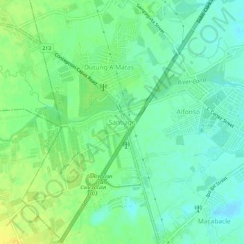 Mapa topográfico Santiago, altitud, relieve
