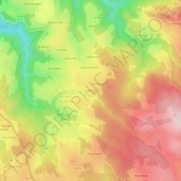 Mapa topográfico Le Pecher, altitud, relieve