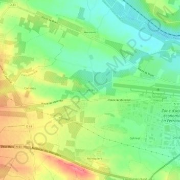 Mapa topográfico Grèzes, altitud, relieve