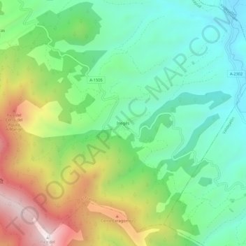 Mapa topográfico Inogés, altitud, relieve