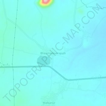 Mapa topográfico Bheemadeverapalli, altitud, relieve