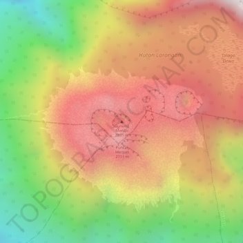 Mapa topográfico Gunung Marapi, altitud, relieve