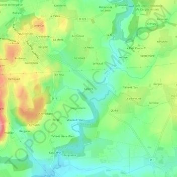 Mapa topográfico Calpérit, altitud, relieve