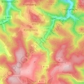 Mapa topográfico Heppingsen, altitud, relieve