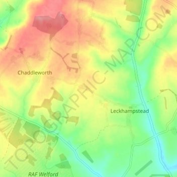Mapa topográfico Leckhampstead Thicket, altitud, relieve