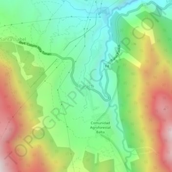 Mapa topográfico Paracti, altitud, relieve