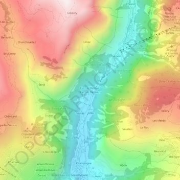 Mapa topográfico Fiernaz, altitud, relieve