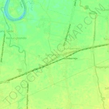 Mapa topográfico Sumuragung, altitud, relieve