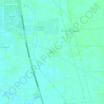 Mapa topográfico Umri, altitud, relieve