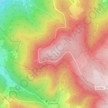 Mapa topográfico Omerskopf, altitud, relieve