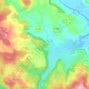 Mapa topográfico Murat, altitud, relieve