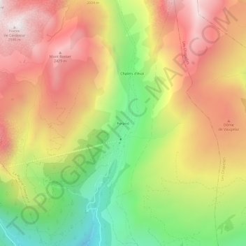 Mapa topográfico Forand, altitud, relieve