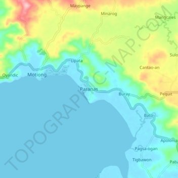 Mapa topográfico Paranas, altitud, relieve