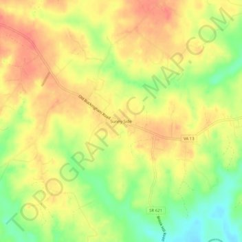 Mapa topográfico Sunny Side, altitud, relieve