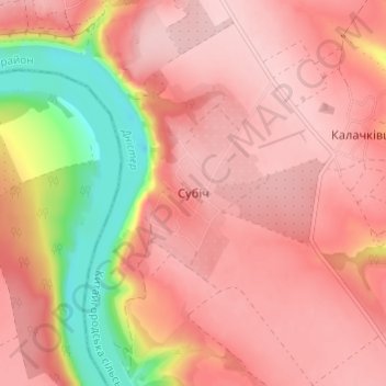 Mapa topográfico Subich, altitud, relieve