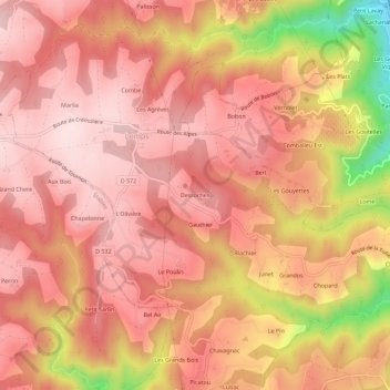 Mapa topográfico Desroches, altitud, relieve