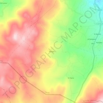 Mapa topográfico Portela, altitud, relieve