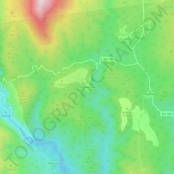 Mapa topográfico Roblelacasa, altitud, relieve