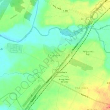 Mapa topográfico Panguilemo, altitud, relieve