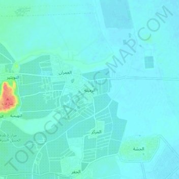 Mapa topográfico Ar Rumailah, altitud, relieve