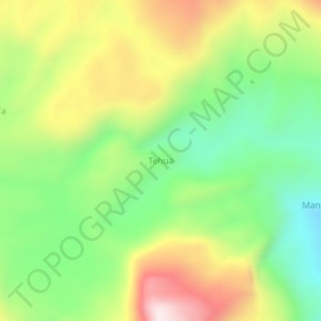 Mapa topográfico Tehua, altitud, relieve