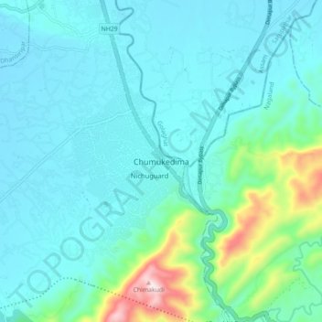 Mapa topográfico Chumukedima, altitud, relieve