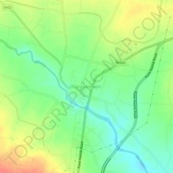 Mapa topográfico Narayangaon, altitud, relieve