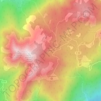 Mapa topográfico Tavogna, altitud, relieve